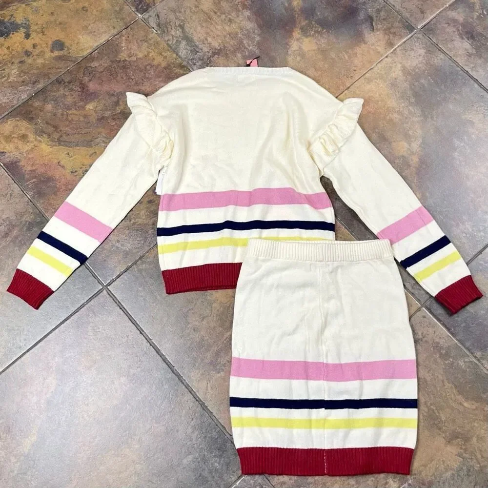 New! NWT BCBG Girls Striped Sweater Skirt Set XL